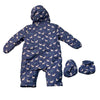 Baby Boden Blue & Deer Print Snowsuit Bunting - Size 3-6 Mo