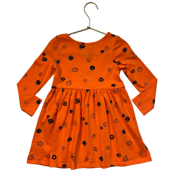 Cat & Jack Orange Pumpkin Print Dress - Size 3T