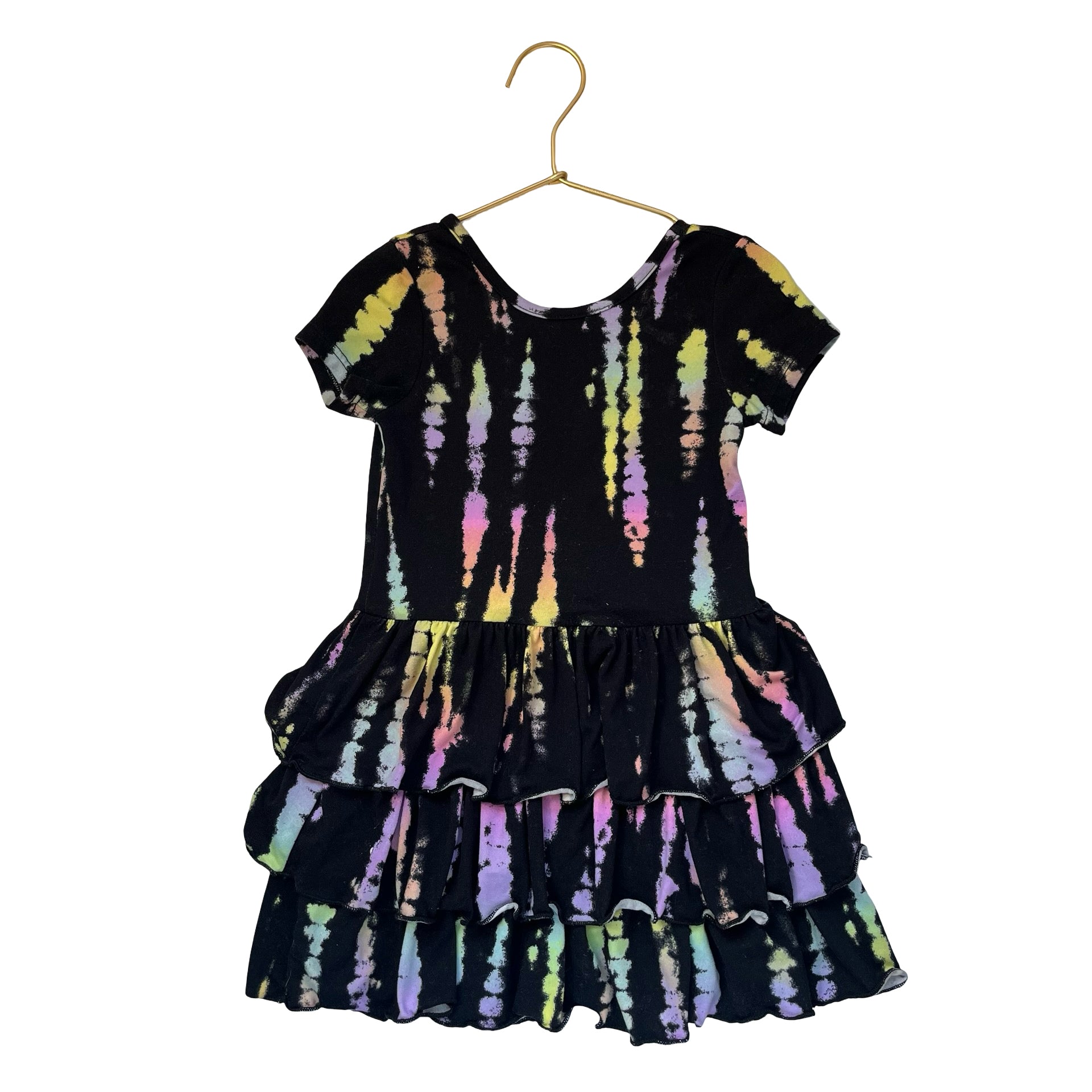 Pixie Lane Black & Pastel Tie-Dye Dress - Size 4