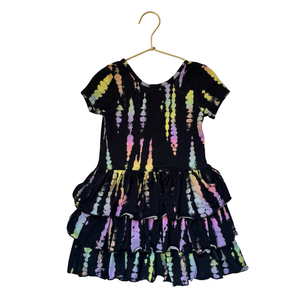 Pixie Lane Black & Pastel Tie-Dye Dress - Size 4