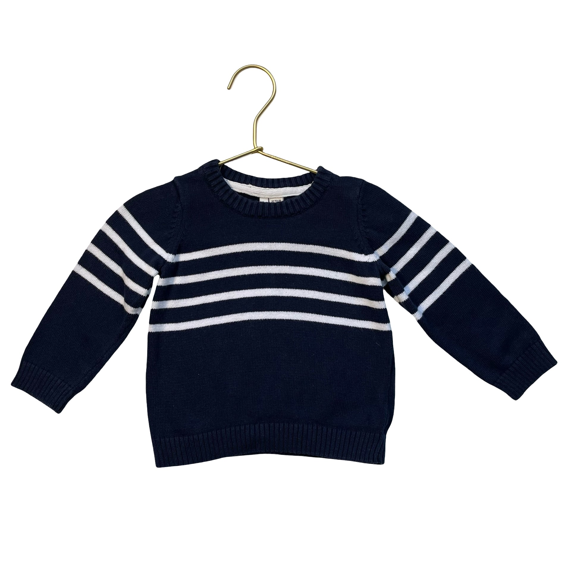 Janie and Jack Navy & White Striped Cotton Sweater - Size 12-18 Mo