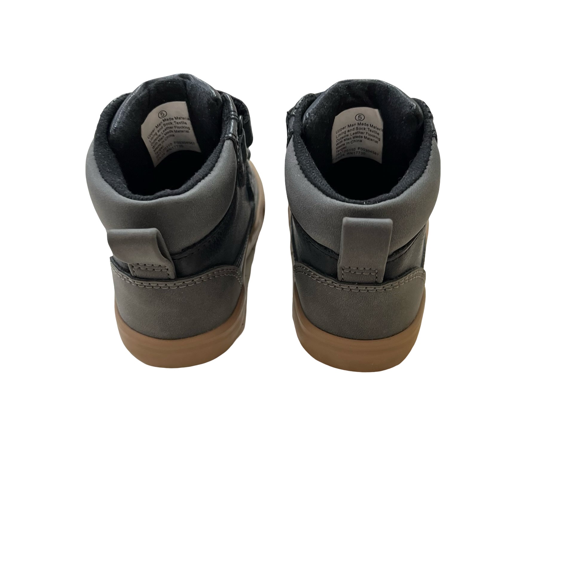 Cat & Jack Black Faux Leather Velcro High Top Sneaker Boots - Size 5