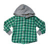 Hanna Andersson Green Plaid Flannel Hooded Button Down Shirt - Size 3T