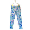 Lilly Pulitzer Blue & Multi-Color Tropical Print Leggings - Size L 8-10