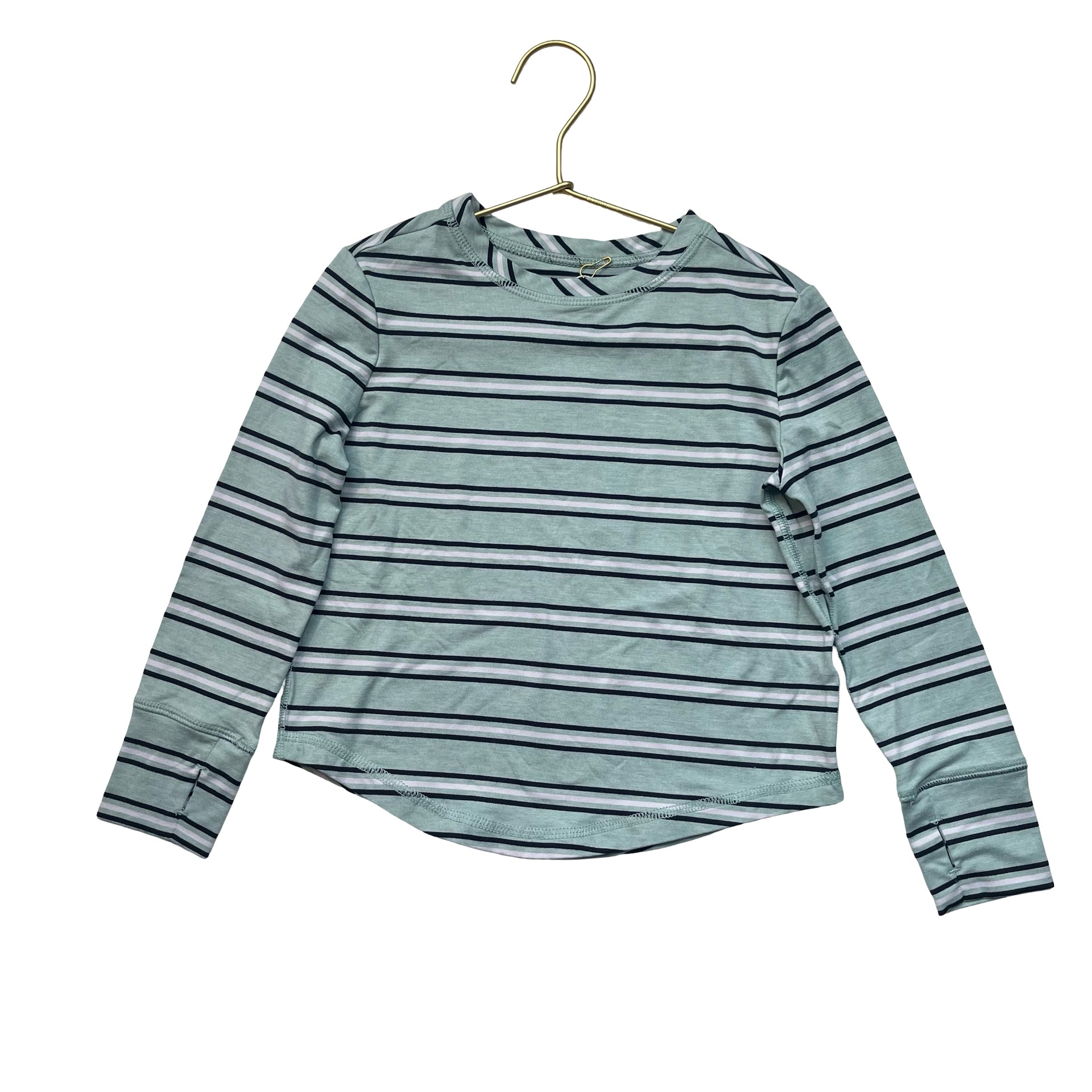 Hanna Andersson Mint Green, Navy, White Striped Shirt - Size 4