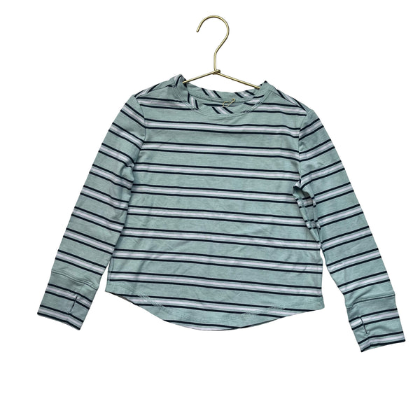 Hanna Andersson Mint Green, Navy, White Striped Shirt - Size 4