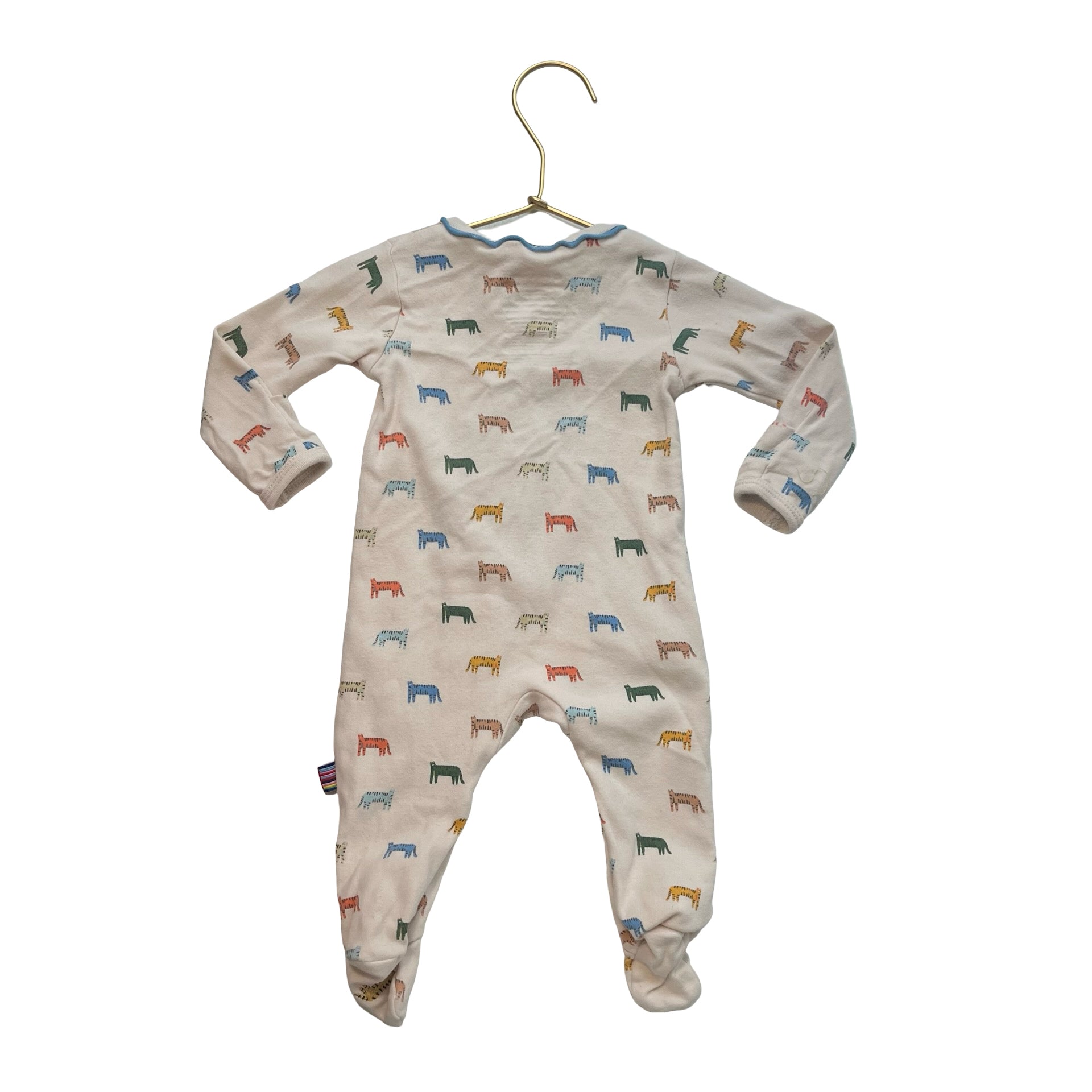 Magnetic Me Ivory & Multi-Color Tiger Print Footed PJs - Size 0-3 Mo