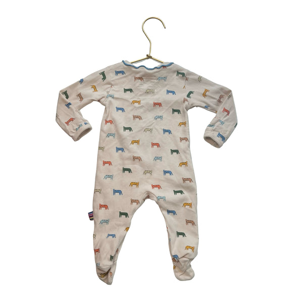 Magnetic Me Ivory & Multi-Color Tiger Print Footed PJs - Size 0-3 Mo