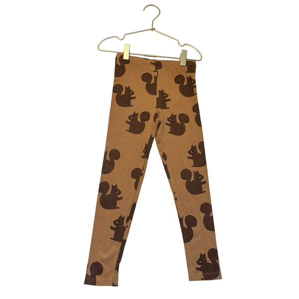 Mini Rodini Brown Squirrel Print Leggings - Size 4-5