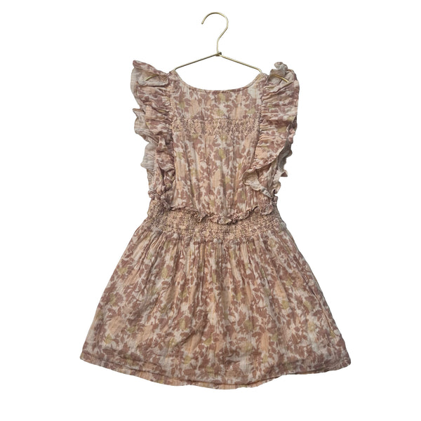 Louis Louise Peach Floral & Gold Metallic Dress - Size 6