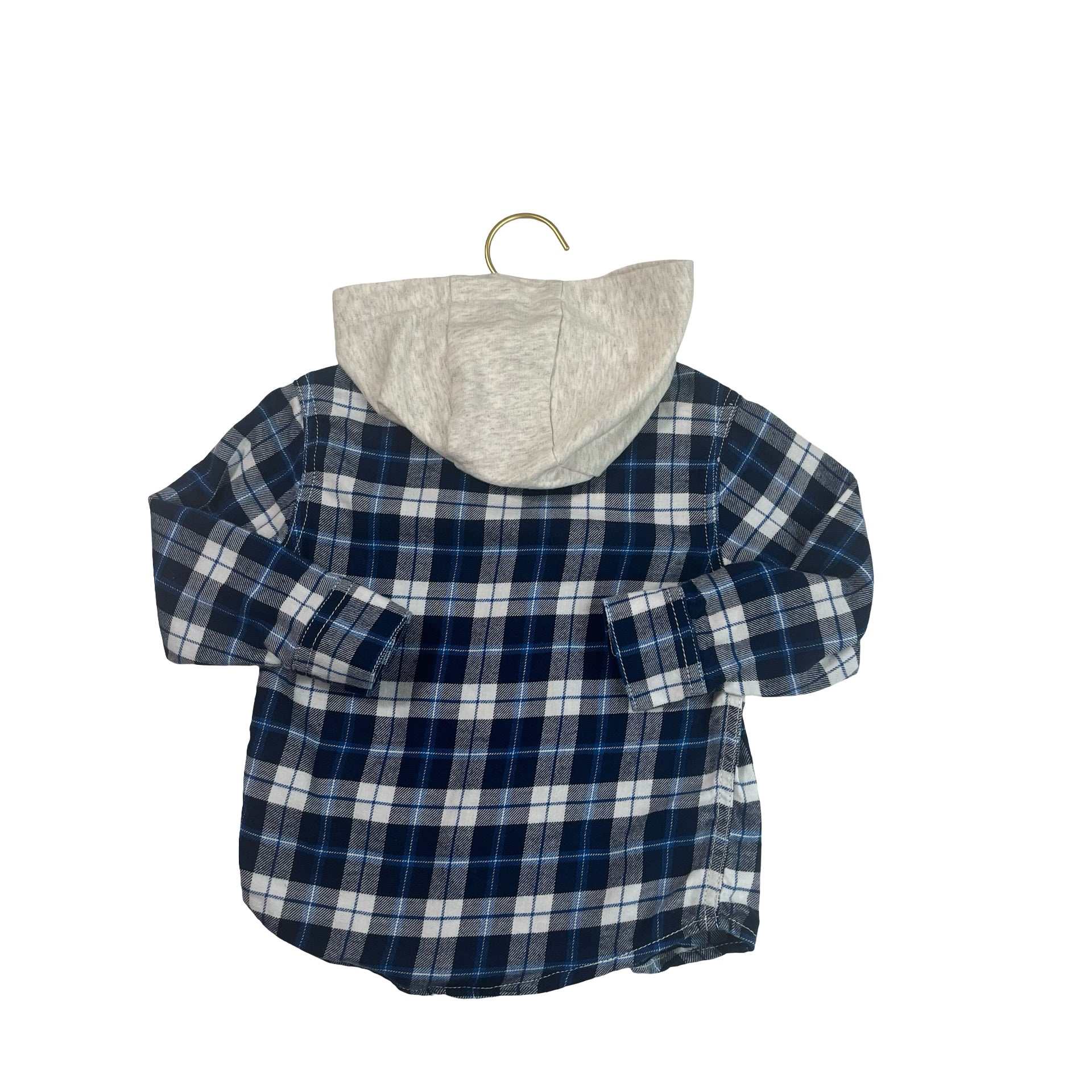 Carter's Blue & Ivory Plaid Flannel Hooded Shirt - Size 2T