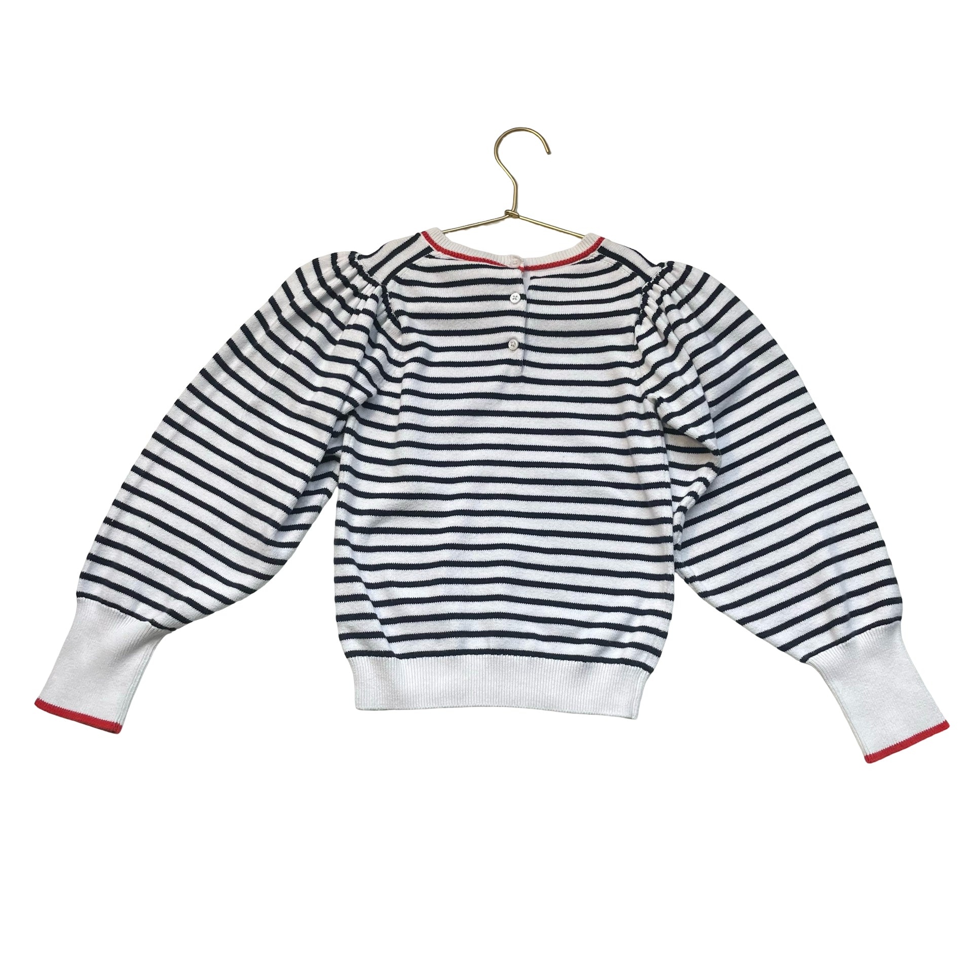 Janie and Jack White & Navy Striped Cotton Sweater - Size 8