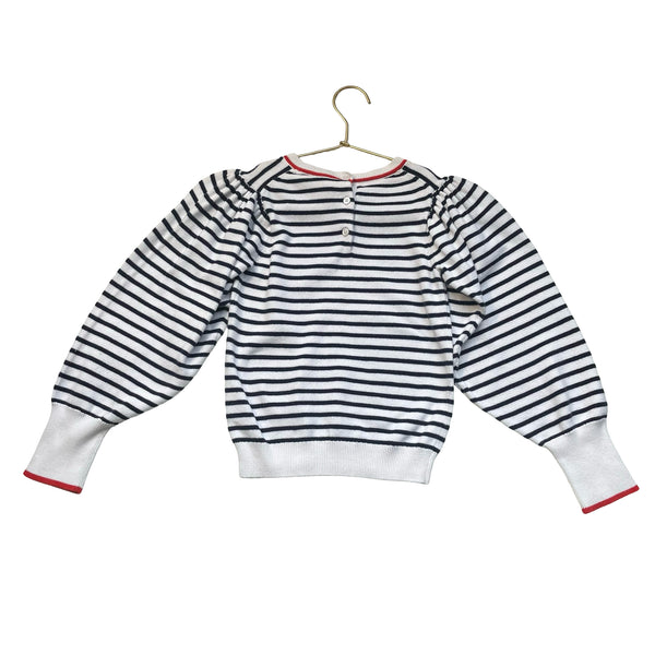 Janie and Jack White & Navy Striped Cotton Sweater - Size 8