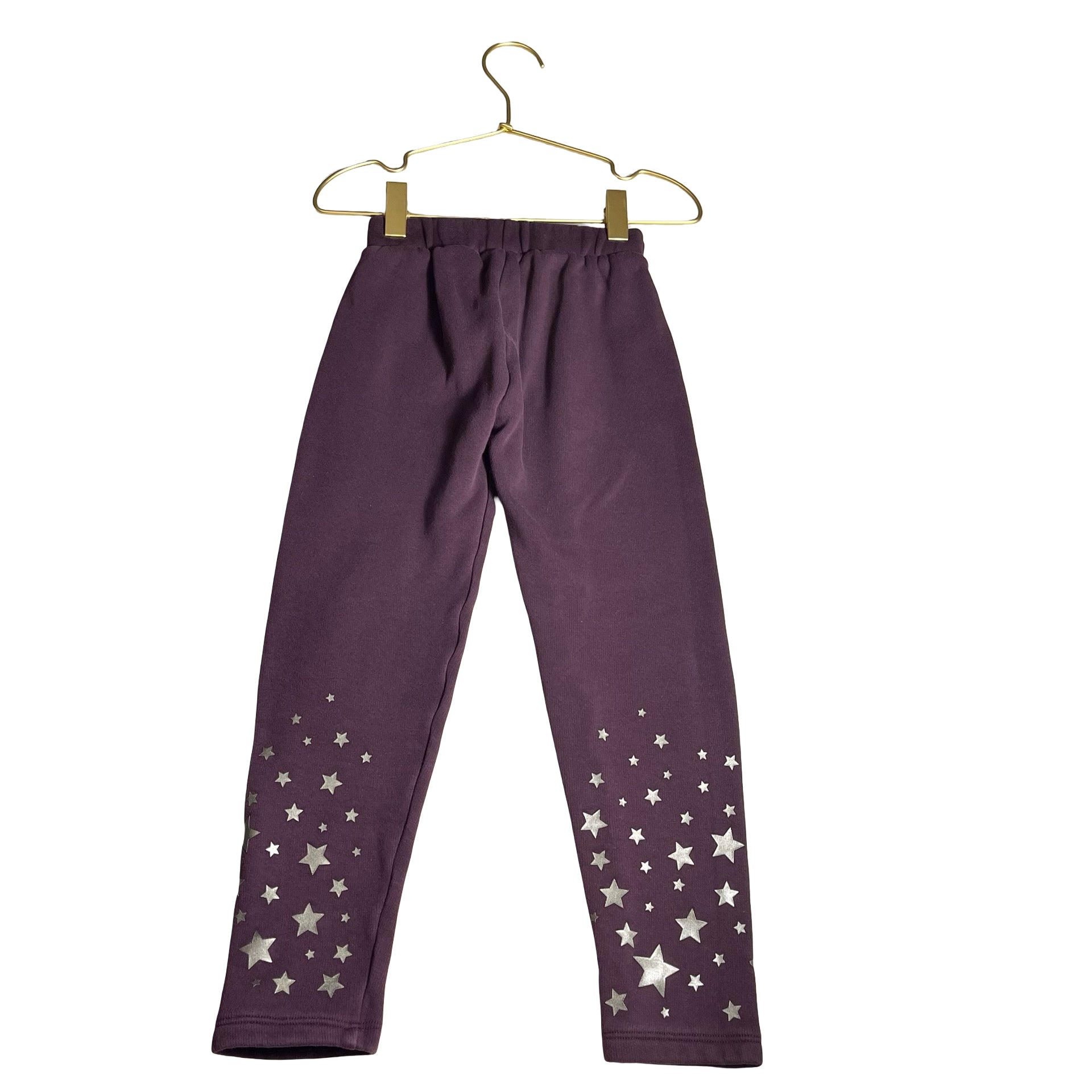 Gap Kids Fleece-Lined Purple & Silver Star Leggings - Size S 6-7