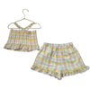 Louise Misha Yellow & Pastel Plaid Smocked Tank & Shorts Set - Size 7Y