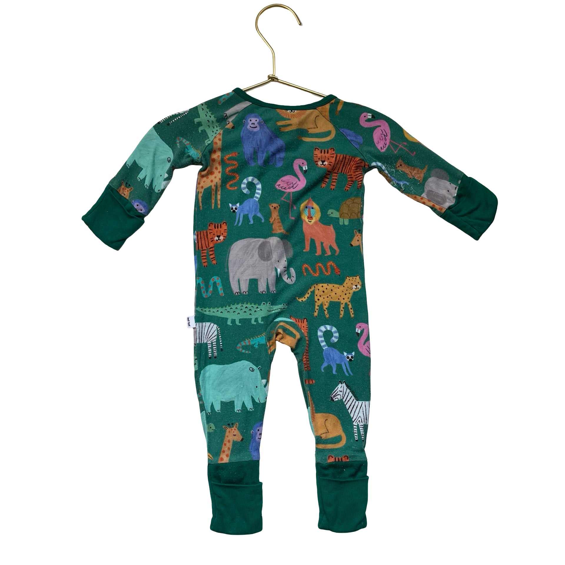 Little Sleepies Green Animal One-Piece PJs - Size Newborn