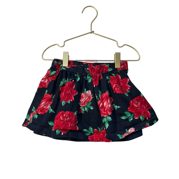 Janie and Jack Navy & Red Rose Print Skirt - Size 2T