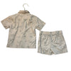 Carter's Tan & Green Summer Print Shorts & Button Down Shirt Set - Size 3T