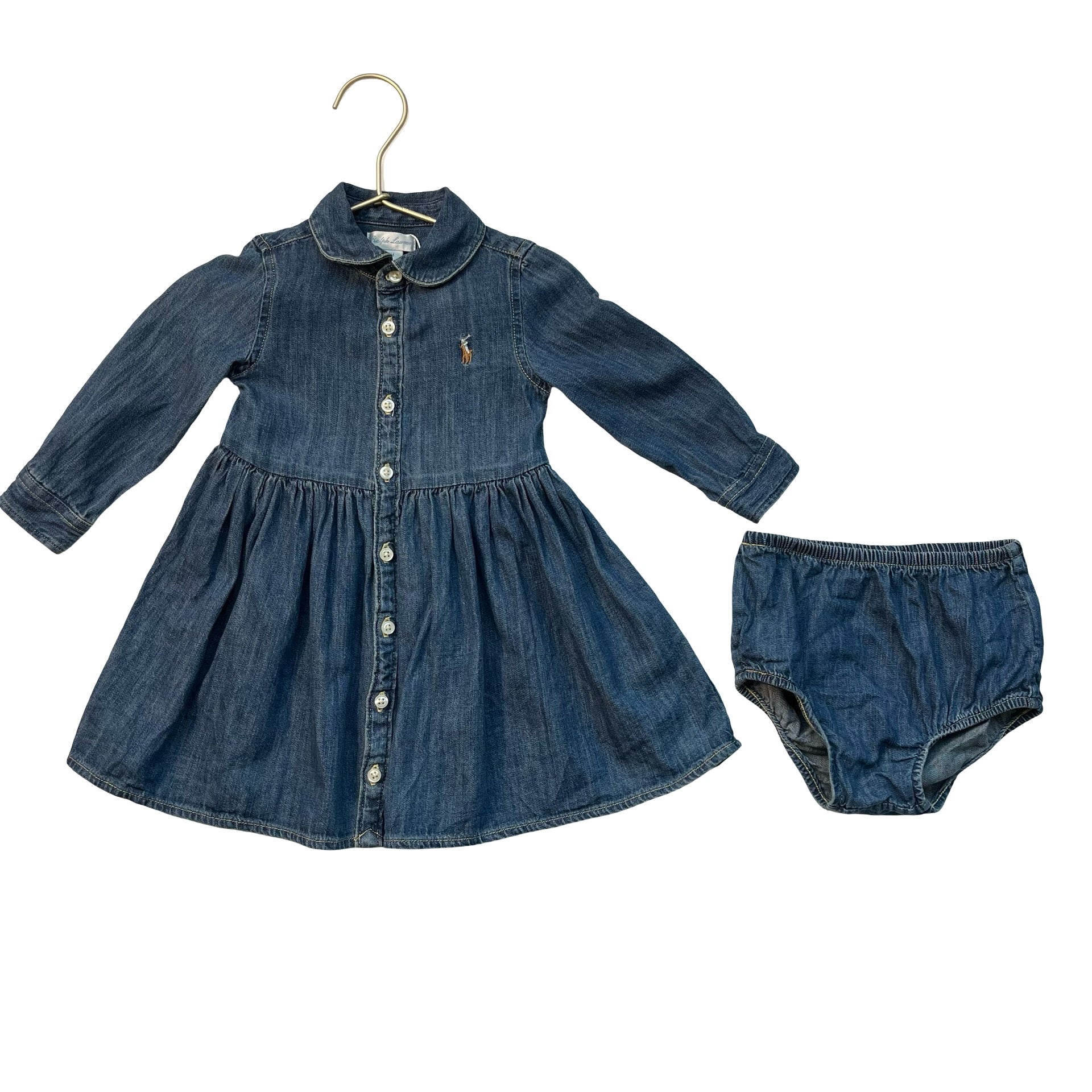 Ralph Lauren Denim Shirt Dress & Bloomers - Size 9 Mo