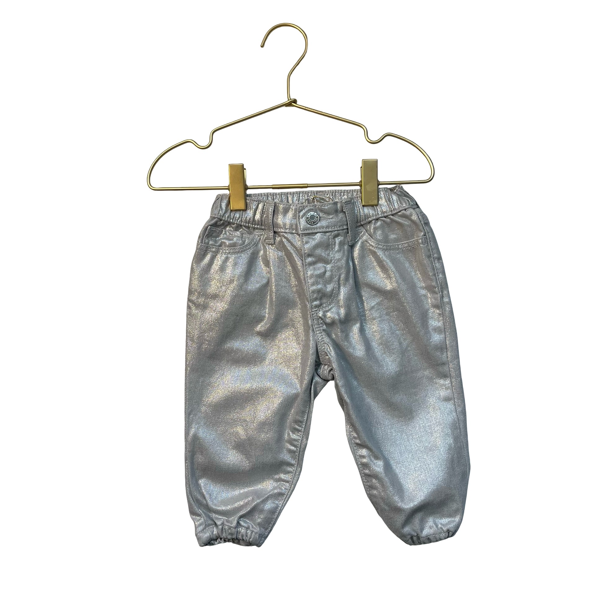 Baby Gap Metallic Silver Denim 'My First Bubble Jeans' - Size 6-12 Mo