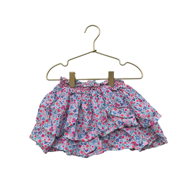 OshKosh Ivory, Pink & Blue Floral Tiered Skirt - Size 2