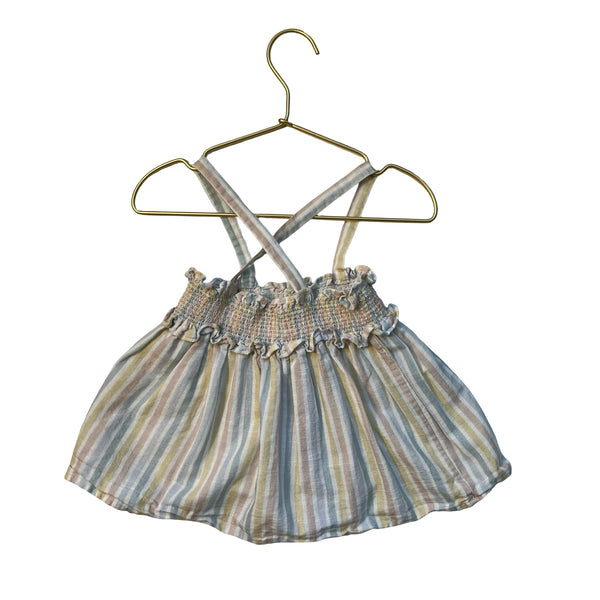Early Sunday Pastel Striped Cotton-Linen Top - Size 5Y