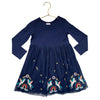 Hanna Andersson Navy Embroidered Unicorn & Rainbow Tulle Dress - Size 3T