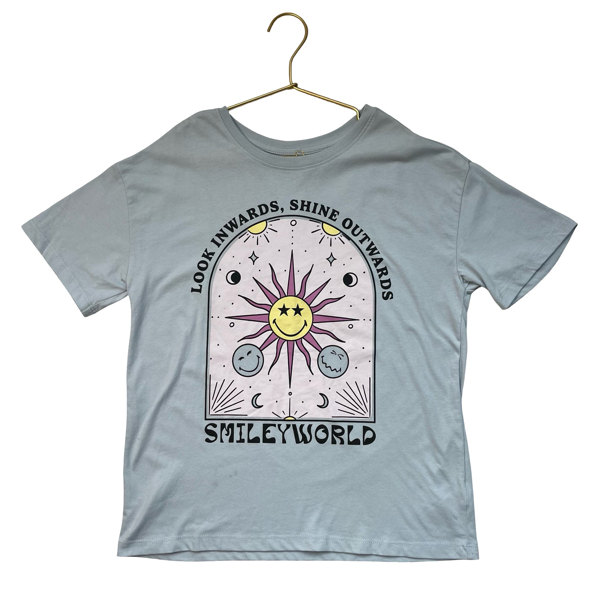 Old Navy x Smiley World Light Blue Sun Graphic T-Shirt - Size L 10-12