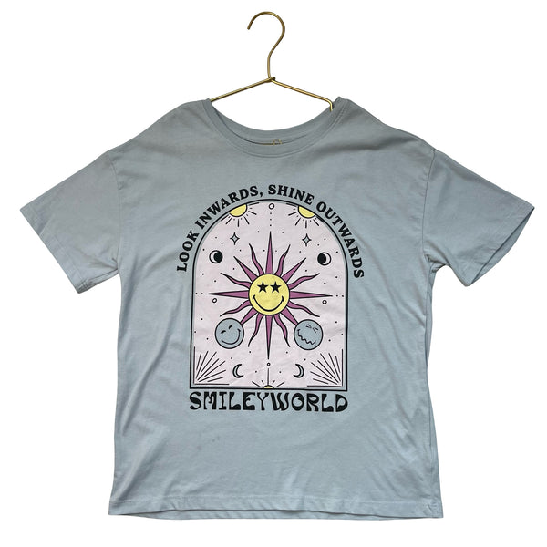 Old Navy x Smiley World Light Blue Sun Graphic T-Shirt - Size L 10-12