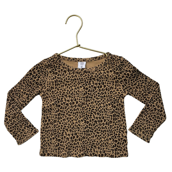 Baby Gap Tan Leopard Print Waffle Top - Size 2