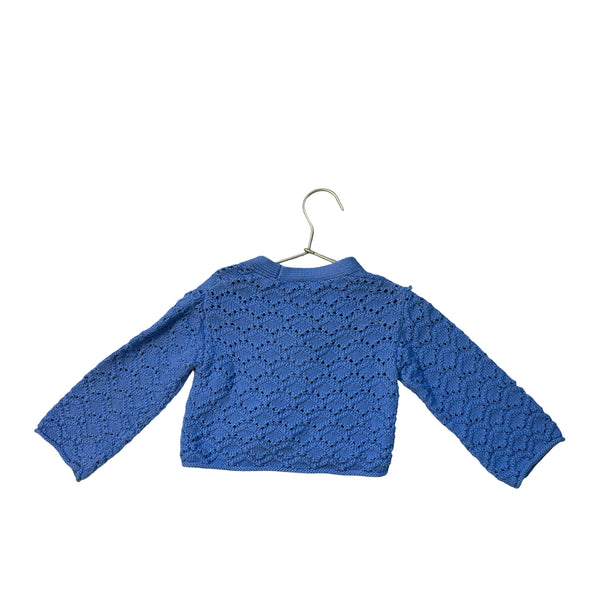 Zara Periwinkle Blue Crochet V-Neck Sweater - Size 12-18 Mo