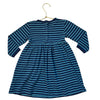JoJo Maman Bebe Navy & Teal Striped Reindeer Applique Dress - Size 3-4Y
