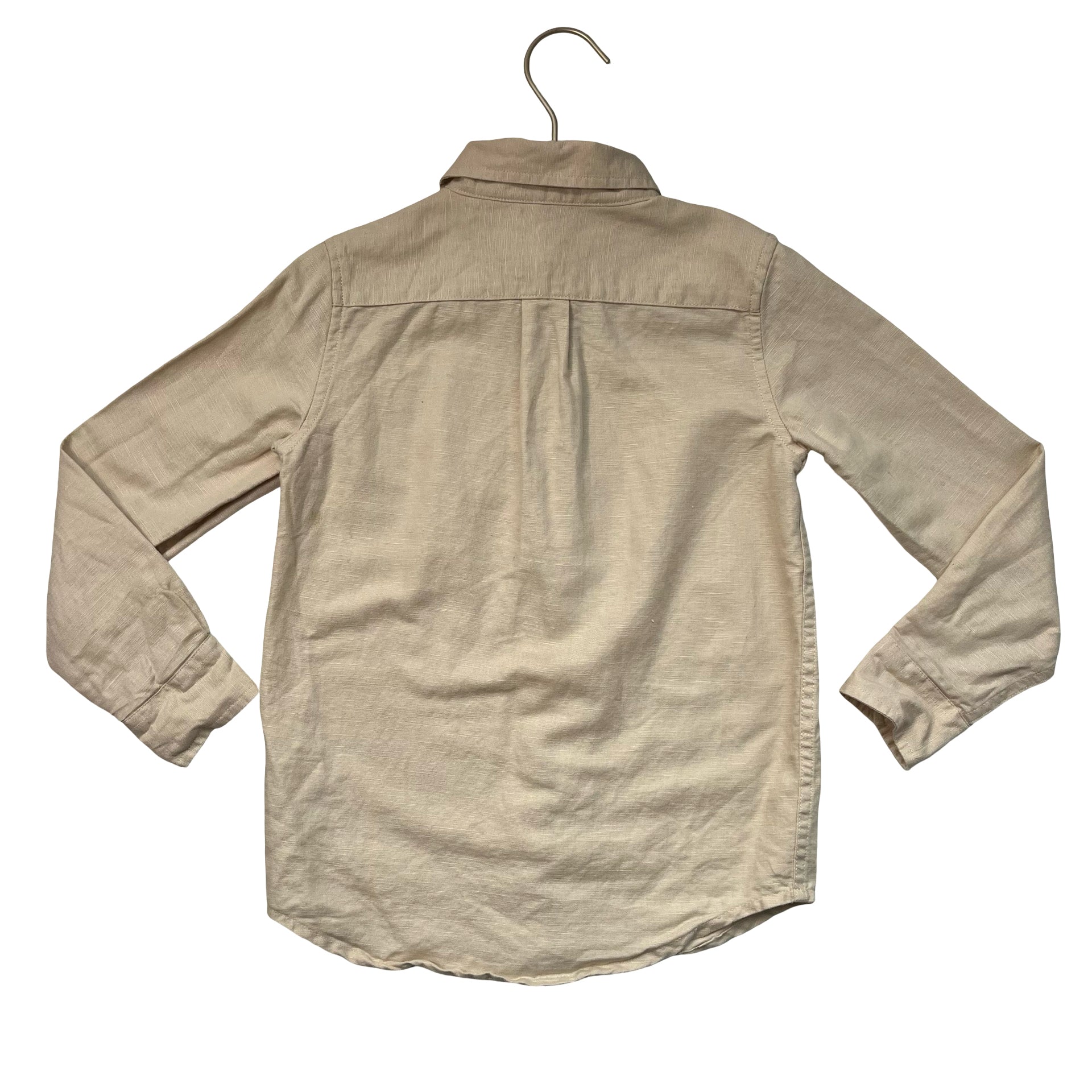 Janie and Jack Tan Linen-Cotton Button Down Shirt - Size 6