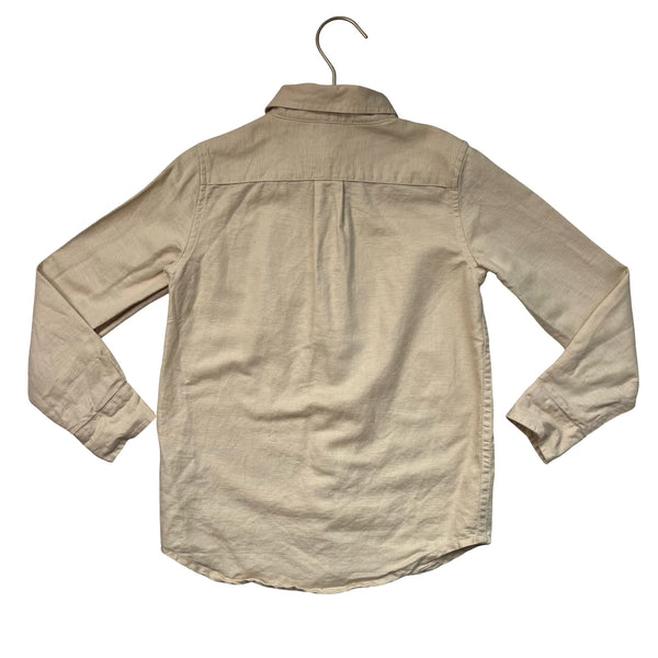 Janie and Jack Tan Linen-Cotton Button Down Shirt - Size 6