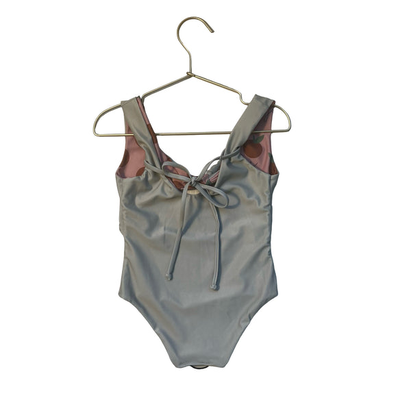 Of One Sea Reversible Sage Green & Peach Fruit Print Swim Suit with Tags - 3-4