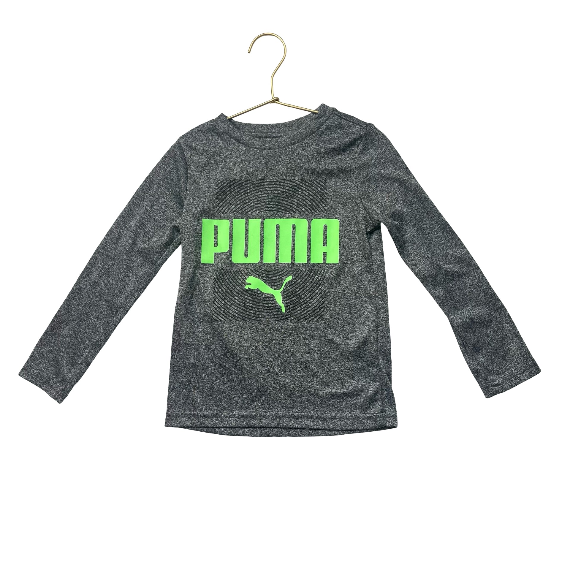 Puma Heather Gray & Neon Green Logo Athletic Shirt - Size 4T