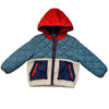 Mini Boden Sherpa & Teal Quilted Jacket - Size 2-3Y