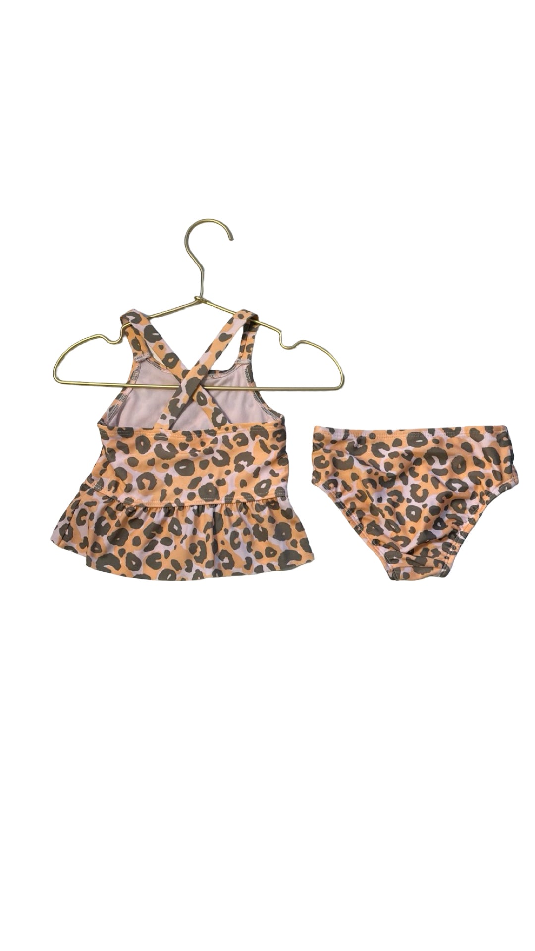 Cat & Jack Peach Leopard Print Tankini 2 Piece Swim Suit - Size 18 Mo