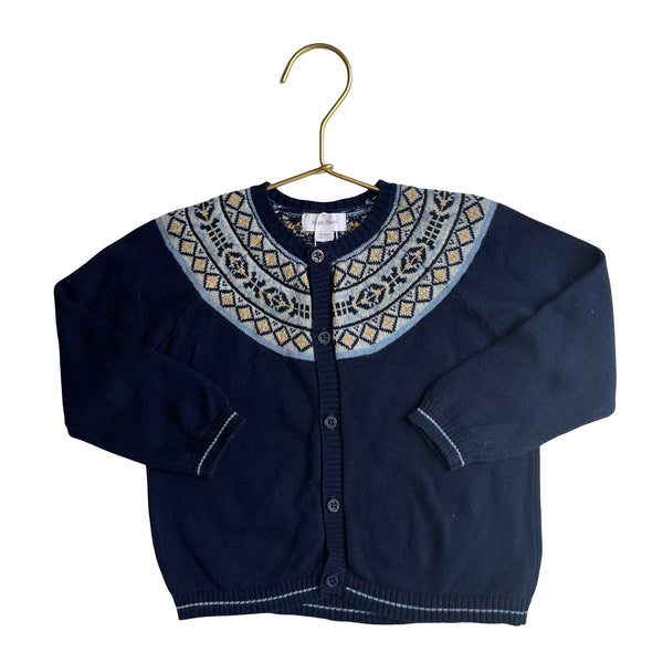 Angel Dear Navy Fair Isle Cardigan Sweater - Size 18-24 Mo