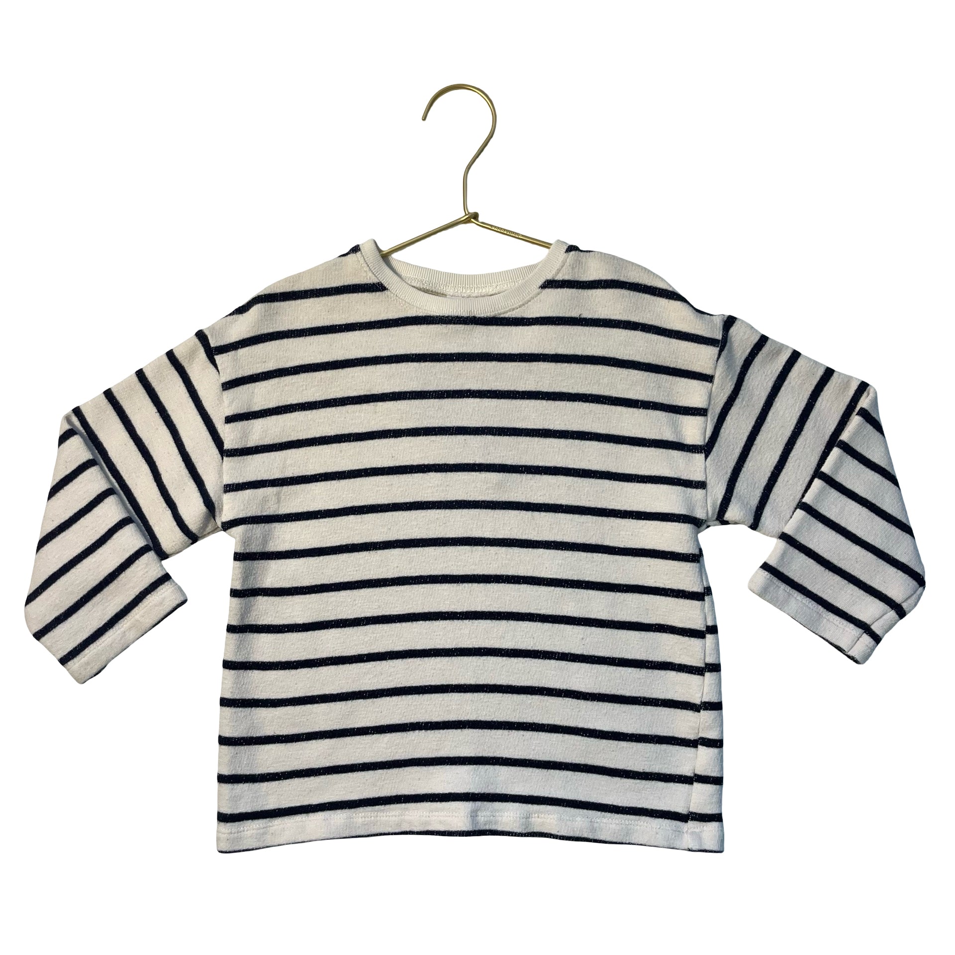 Zara Ivory & Navy Striped Shirt - Size 3-4