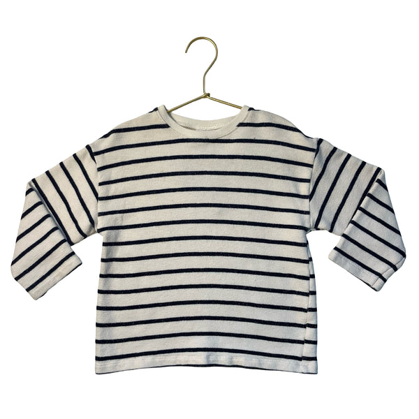 Zara Ivory & Navy Striped Shirt - Size 3-4