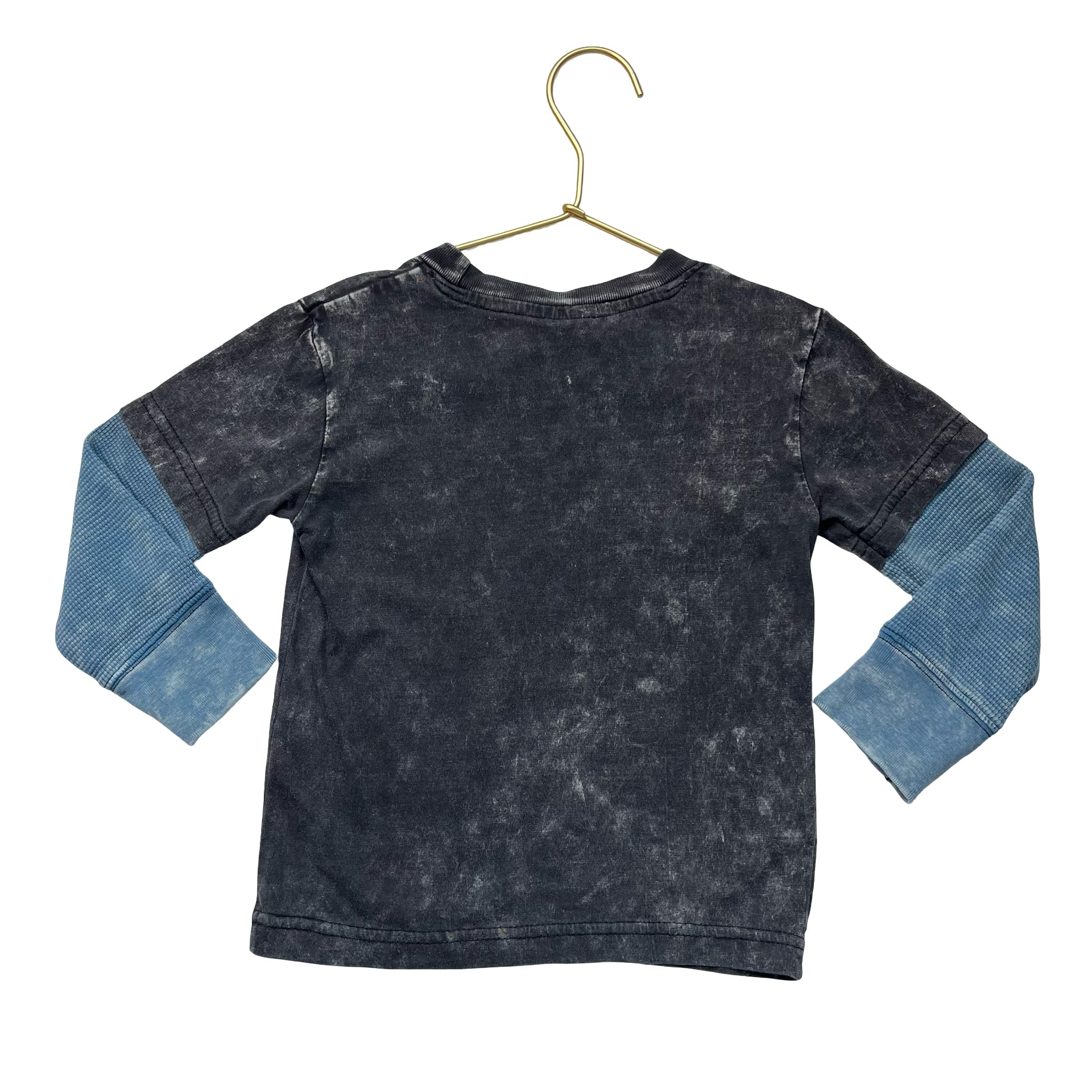 Mish Boys Distressed Black & Blue Waffle Football Graphic Shirt - Size 3