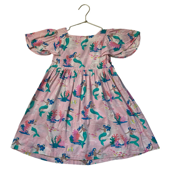 Mini Boden Pink Mermaid Print Dress - Size 6-7Y