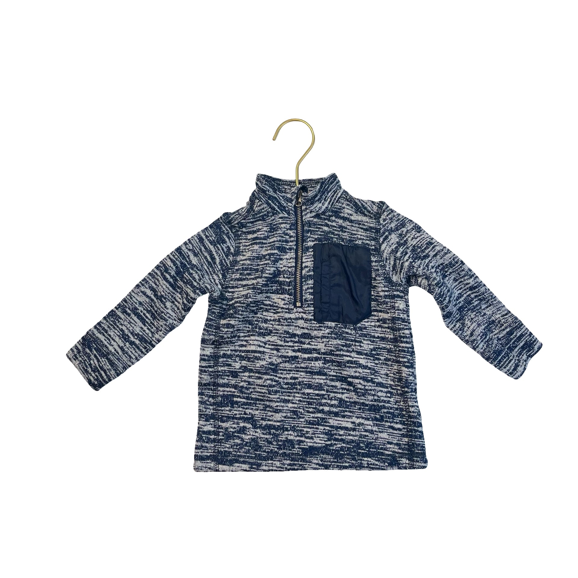 Eddie Bauer Navy & Ivory Space Dye 1/4 Zip Sweater - Size 18 Months - Bounce Mkt