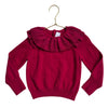 Jacadi Deep Pink Ruffle Sparkle Collar Sweater - Size 4A