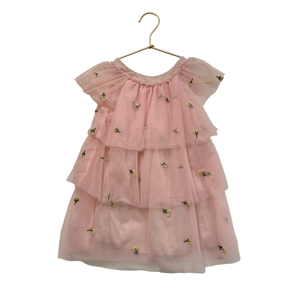 Zara Pink & Yellow Embroidered Floral Tulle Dress - Size 2/3
