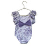 Ruffle Butts White & Purple Floral Swim Suit - Size 3T