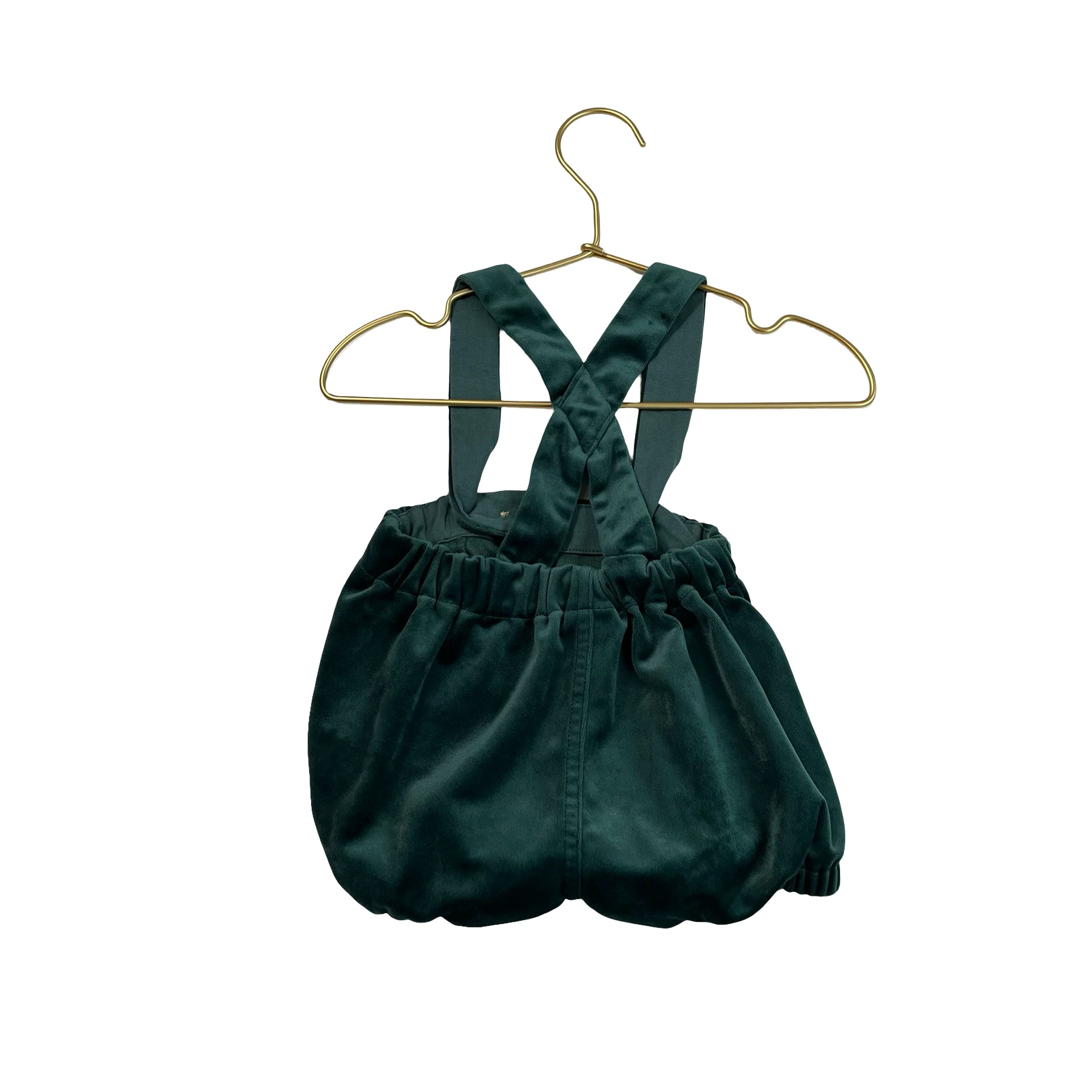 Edgehill Collection Green Velour Overall Bubble Romper - Size 9 Mo