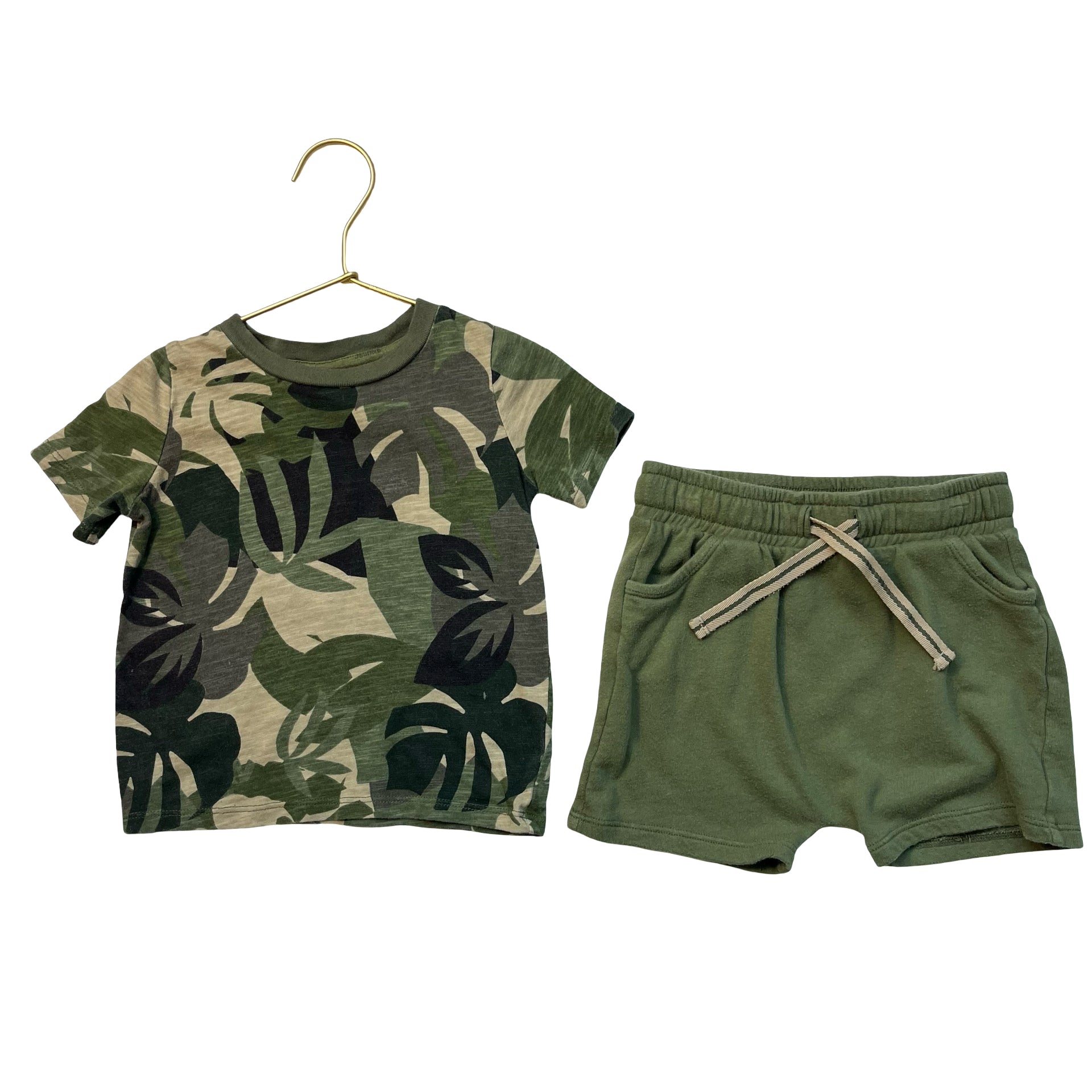 Tucker & Tate Olive Green Shorts & Camo T-Shirt Set - Size 18 Mo