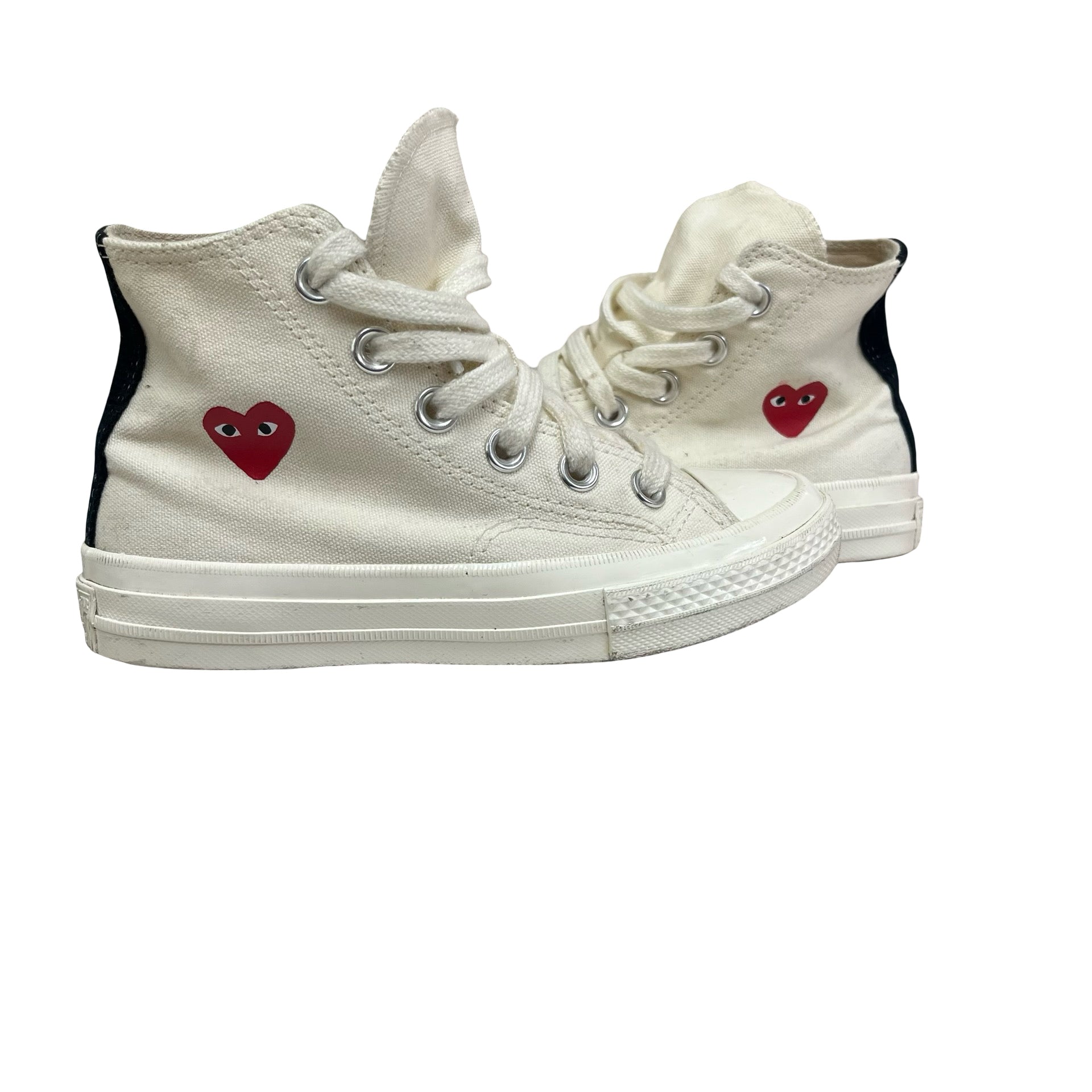 Converse x Comme des Garcons Ivory & Red Heart Sneakers with Box - Size 12